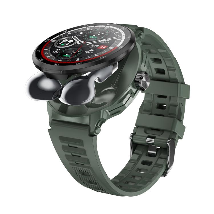 D11 1.46 inch 2 in 1 Bluetooth Earphone Smart Watch, Support Bluetooth Call / NFC / Heart Rate(Green) - free shipping - PMC TechLife - Order now!