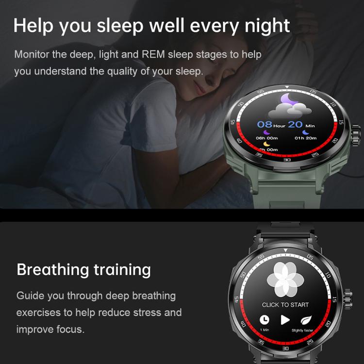 D11 1.46 inch 2 in 1 Bluetooth Earphone Smart Watch, Support Bluetooth Call / NFC / Heart Rate(Green) - free shipping - PMC TechLife - Order now!