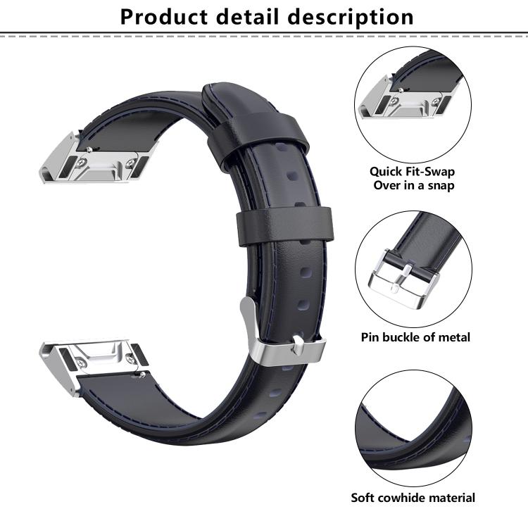 For Garmin QuickFit 22mm Kalebol Waxed Calfskin Leather Watch Band(Dark Red) - free shipping - PMc TechLife - Order now!