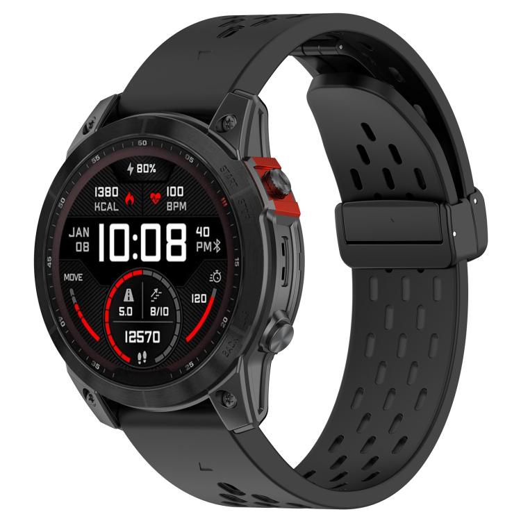 For Garmin QuickFit 22mm Kalebol Magnetic Buckle Silicone Watch Band(Black) - free shipping - PMc TechLife - Order now!