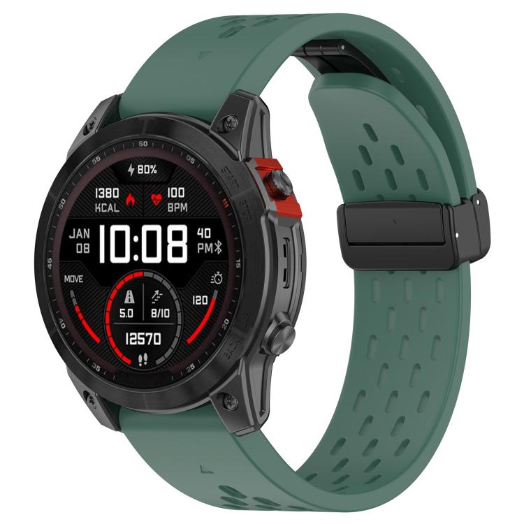 For Garmin QuickFit 22mm Kalebol Magnetic Buckle Silicone Watch Band(Dark Green) - free shipping - PMc TechLife - Order now!