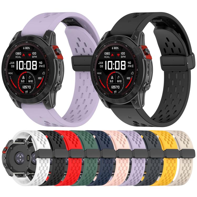 For Garmin QuickFit 20mm Kalebol Magnetic Buckle Silicone Watch Band(Dark Blue) - free shipping - PMc TechLife - Order now!