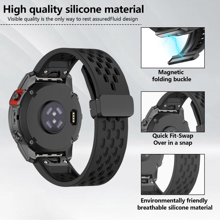 For Garmin QuickFit 22mm Kalebol Magnetic Buckle Silicone Watch Band(Black) - free shipping - PMc TechLife - Order now!