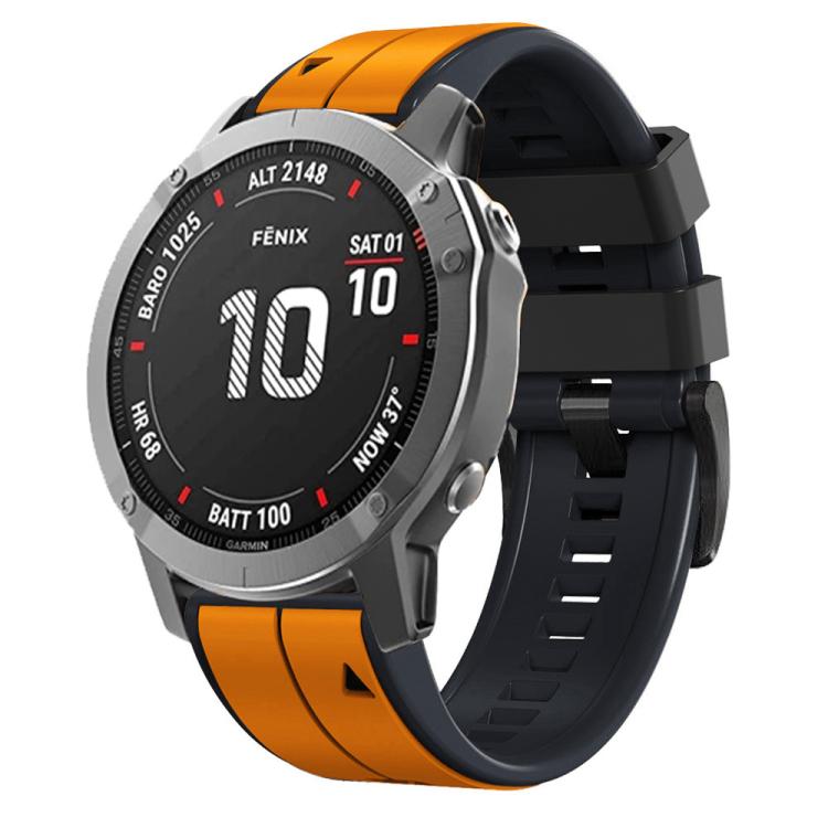 For Garmin QuickFit 22mm Kalebol Two-color Pin Silicone Watch Band(Orange Black) - free shipping - PMc TechLife - Order now!