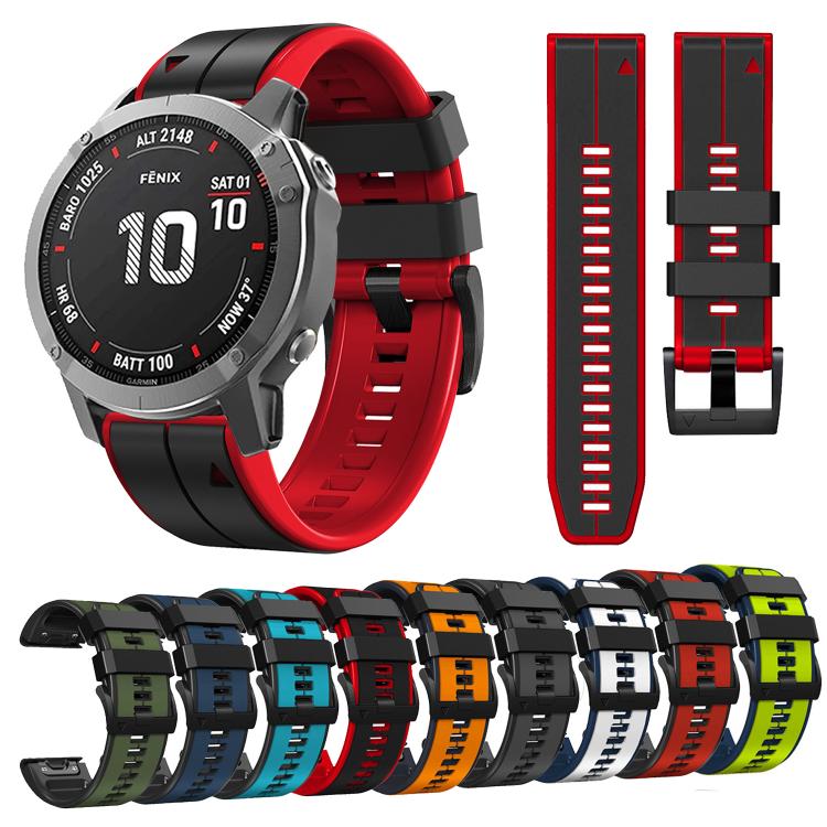 For Garmin QuickFit 22mm Kalebol Two-color Pin Silicone Watch Band(Orange Black) - free shipping - PMc TechLife - Order now!