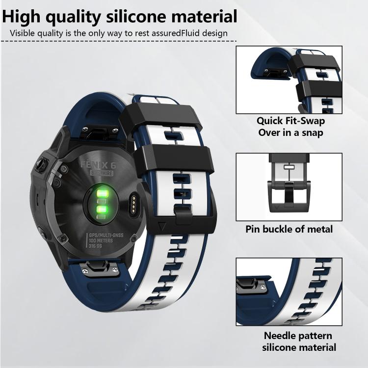 For Garmin QuickFit 22mm Kalebol Two-color Pin Silicone Watch Band(Green Blue) - free shipping - PMc TechLife - Order now!