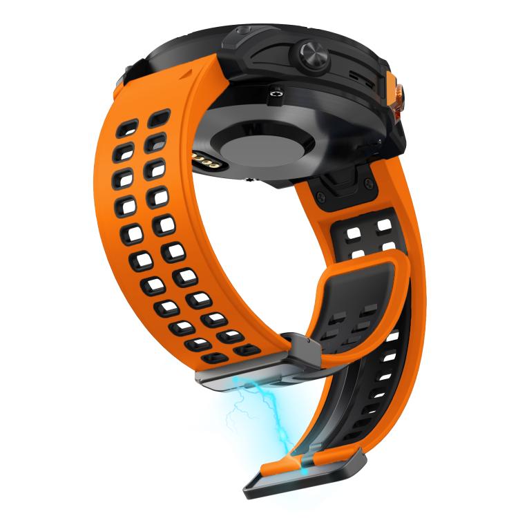 For Garmin QuickFit 26mm Kalebol Two-color Magnetic Silicone Watch Band(Orange Black) - Watch Bands by Kalebol | Online Shopping South Africa | PMc TechLife | Buy Now Pay Later Mobicred