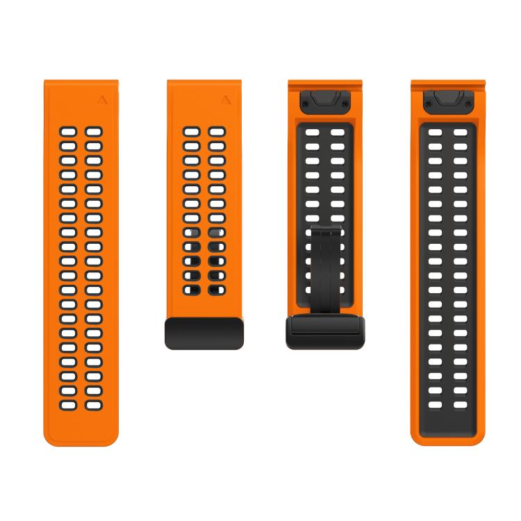 For Garmin QuickFit 26mm Kalebol Two-color Magnetic Silicone Watch Band(Orange Black) - Watch Bands by Kalebol | Online Shopping South Africa | PMc TechLife | Buy Now Pay Later Mobicred