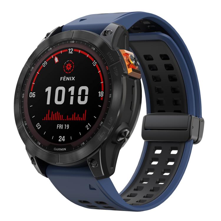 For Garmin QuickFit 26mm Kalebol Two-color Magnetic Silicone Watch Band(Dark Blue Black) - free shipping - PMc TechLife - Order now!
