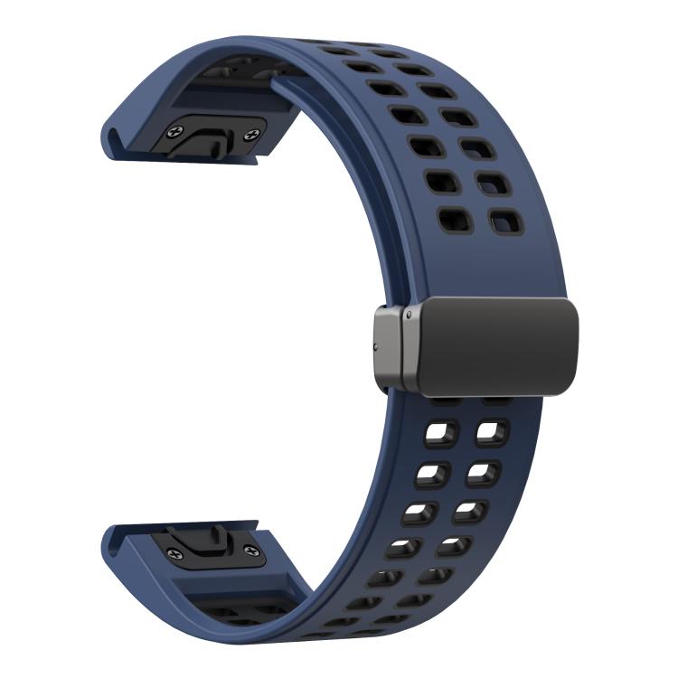For Garmin QuickFit 26mm Kalebol Two-color Magnetic Silicone Watch Band(Dark Blue Black) - free shipping - PMc TechLife - Order now!