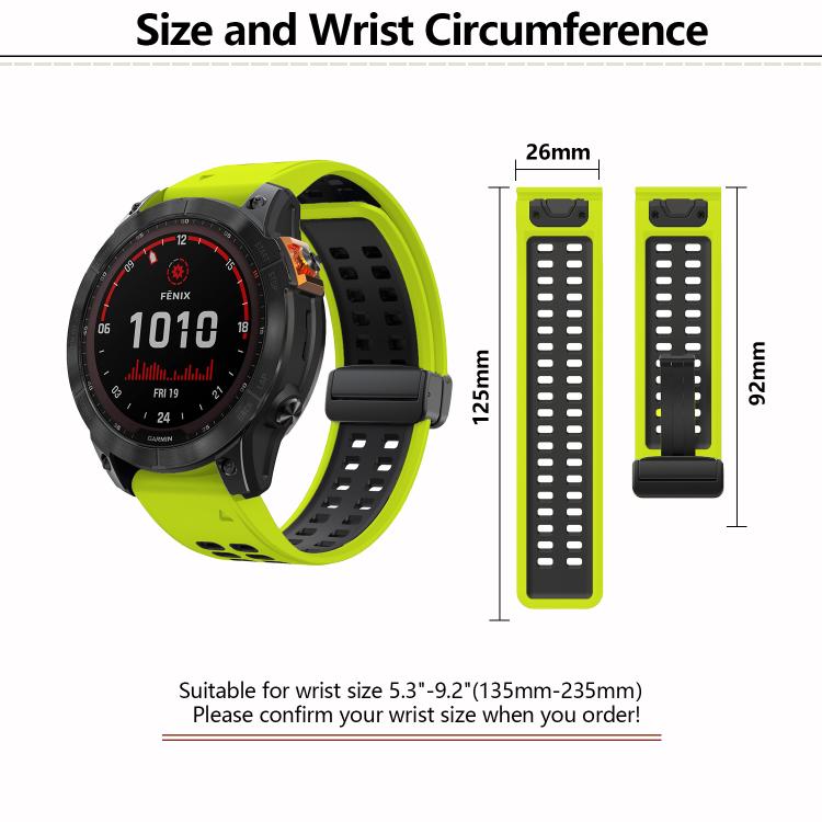 For Garmin QuickFit 26mm Kalebol Two-color Magnetic Silicone Watch Band(Dark Blue Black) - free shipping - PMc TechLife - Order now!