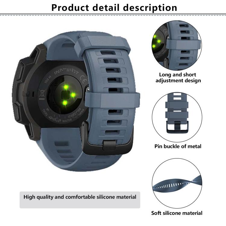 For Garmin Instinct 22mm Kalebol Steel Buckle Silicone Watch Band(Grey) - free shipping - PMc TechLife - Order now!