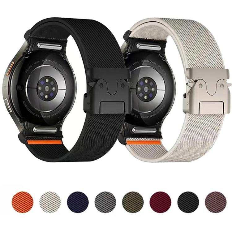 For Samsung Galaxy Watch 7 / 6 / 5 / 4 Press Button Connector Parachute Buckle Elastic Nylon Watch Band(Army Green) - free shipping - PMc TechLife - Order now!