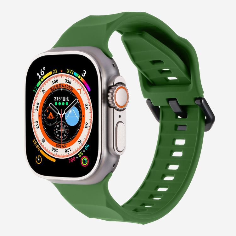 For Apple Watch 42mm / 41mm / 40mm / 38mm Kalebol Ripple Sports Silicone Strap(Army Green) - Watch Bands by Kalebol | Online Shopping South Africa | PMC TechLife | Buy Now Pay Later Mobicred