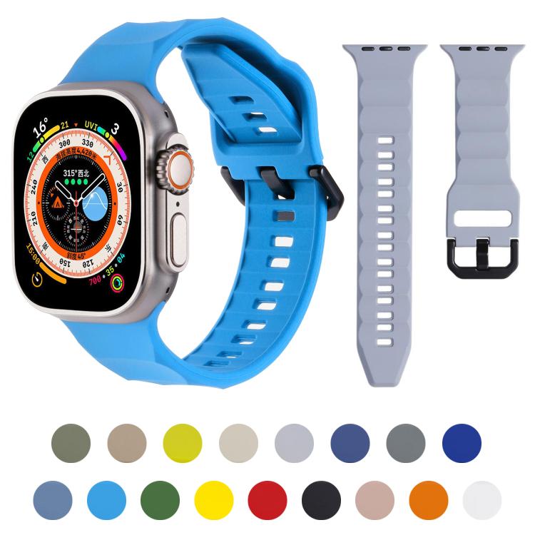 For Apple Watch 46mm / 49mm / 45mm / 44mm Kalebol Ripple Sports Silicone Strap(Light Blue) - Watch Bands by Kalebol | Online Shopping South Africa | PMC TechLife | Buy Now Pay Later Mobicred
