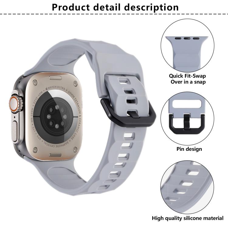 For Apple Watch 46mm / 49mm / 45mm / 44mm Kalebol Ripple Sports Silicone Strap(Dark Grey) - Watch Bands by Kalebol | Online Shopping South Africa | PMC TechLife | Buy Now Pay Later Mobicred