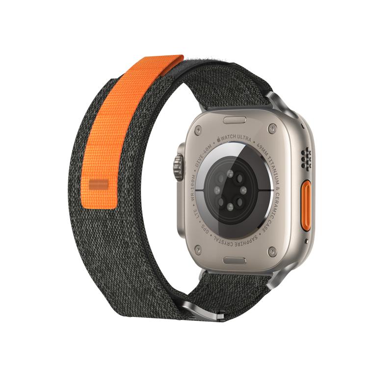 For Apple Watch 46mm / 49mm / 45mm / 44mm Kalebol Canvas Pattern Nylon Loop Strap(Black) - Watch Bands by Kalebol | Online Shopping South Africa | PMC TechLife | Buy Now Pay Later Mobicred