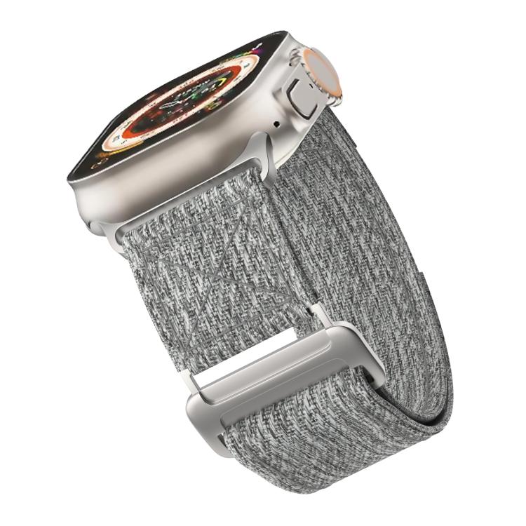 For Apple Watch 46mm / 49mm / 45mm / 44mm Kalebol Canvas Pattern Nylon Loop Strap(Light Grey) - Watch Bands by Kalebol | Online Shopping South Africa | PMC TechLife | Buy Now Pay Later Mobicred