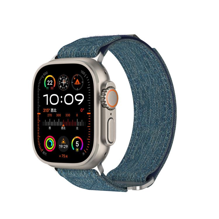 For Apple Watch 42mm / 41mm / 40mm / 38mm Kalebol Canvas Pattern Nylon Loop Strap(Light Blue) - Watch Bands by Kalebol | Online Shopping South Africa | PMC TechLife | Buy Now Pay Later Mobicred