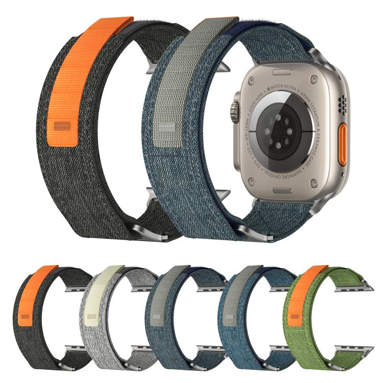 For Apple Watch 46mm / 49mm / 45mm / 44mm Kalebol Canvas Pattern Nylon Loop Strap(Light Grey) - Watch Bands by Kalebol | Online Shopping South Africa | PMC TechLife | Buy Now Pay Later Mobicred