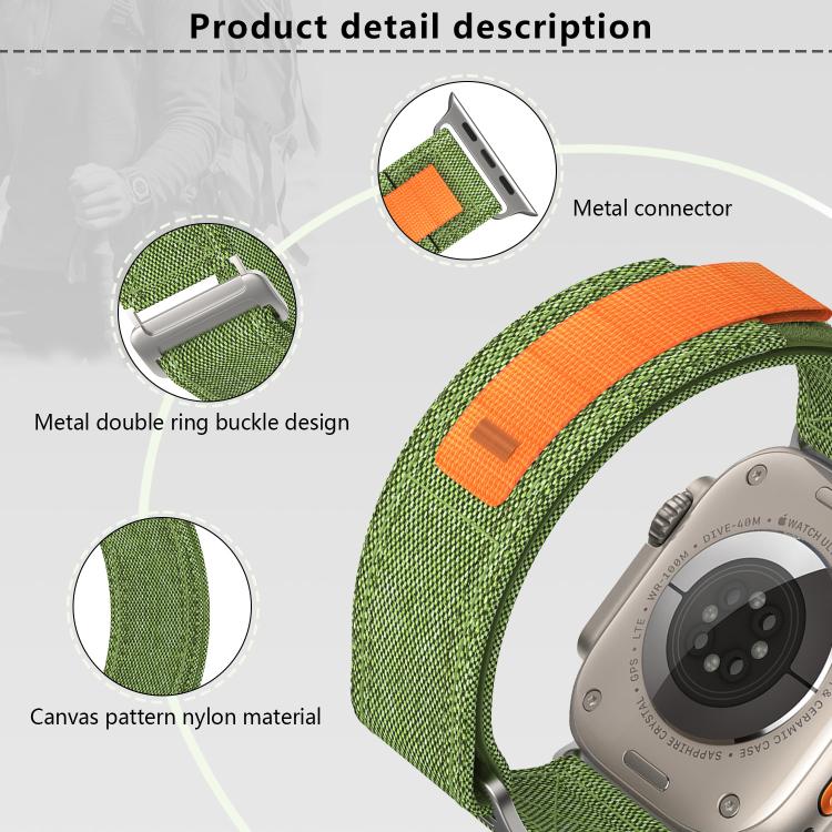 For Apple Watch 46mm / 49mm / 45mm / 44mm Kalebol Canvas Pattern Nylon Loop Strap(Army Green) - Watch Bands by Kalebol | Online Shopping South Africa | PMC TechLife | Buy Now Pay Later Mobicred