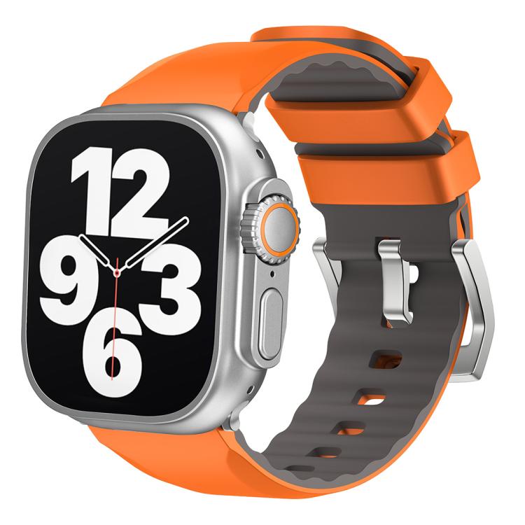 For Apple Watch 46mm / 49mm / 45mm / 44mm Kalebol Contrast Two-tone Silicone Strap(Orange) - Watch Bands by Kalebol | Online Shopping South Africa | PMC TechLife | Buy Now Pay Later Mobicred