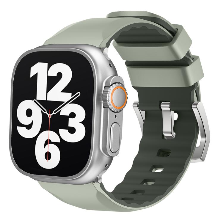 For Apple Watch 42mm / 41mm / 40mm / 38mm Kalebol Contrast Two-tone Silicone Strap(Matcha Green) - Watch Bands by Kalebol | Online Shopping South Africa | PMC TechLife | Buy Now Pay Later Mobicred