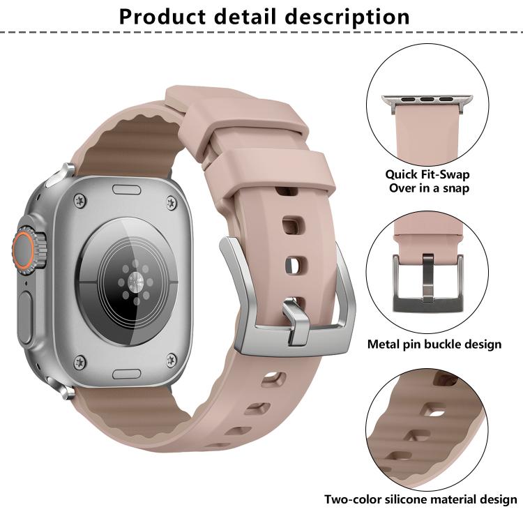 For Apple Watch 42mm / 41mm / 40mm / 38mm Kalebol Contrast Two-tone Silicone Strap(Pink Sand) - Watch Bands by Kalebol | Online Shopping South Africa | PMC TechLife | Buy Now Pay Later Mobicred