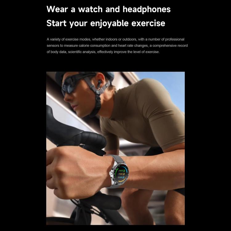 D9 1.46 inch 2 in 1 Bluetooth Earphone Smart Watch, Support Bluetooth Call / NFC / Heart Rate(Silver) - free shipping - PMC TechLife - Order now!