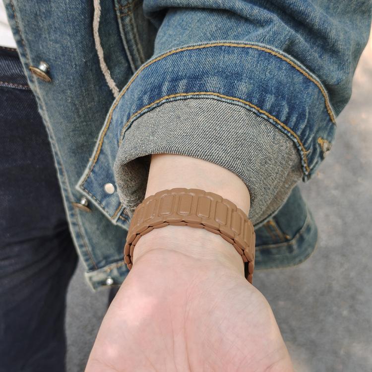 For Apple Watch 46mm / 49mm / 45mm / 44mm I-shaped Three-piece Leather Magnetic Watch Band(Brown) - Watch Bands by PMC TechLife | Online Shopping South Africa | PMC TechLife | Buy Now Pay Later Mobicred