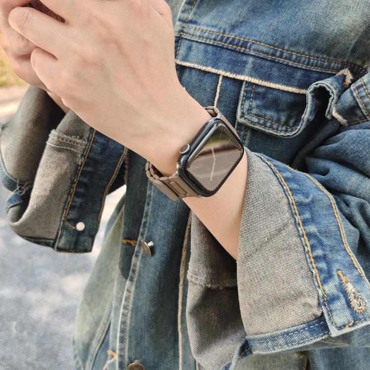 For Apple Watch 42mm / 41mm / 40mm / 38mm I-shaped Three-piece Leather Magnetic Watch Band(Taupe) - Watch Bands by PMC TechLife | Online Shopping South Africa | PMC TechLife | Buy Now Pay Later Mobicred