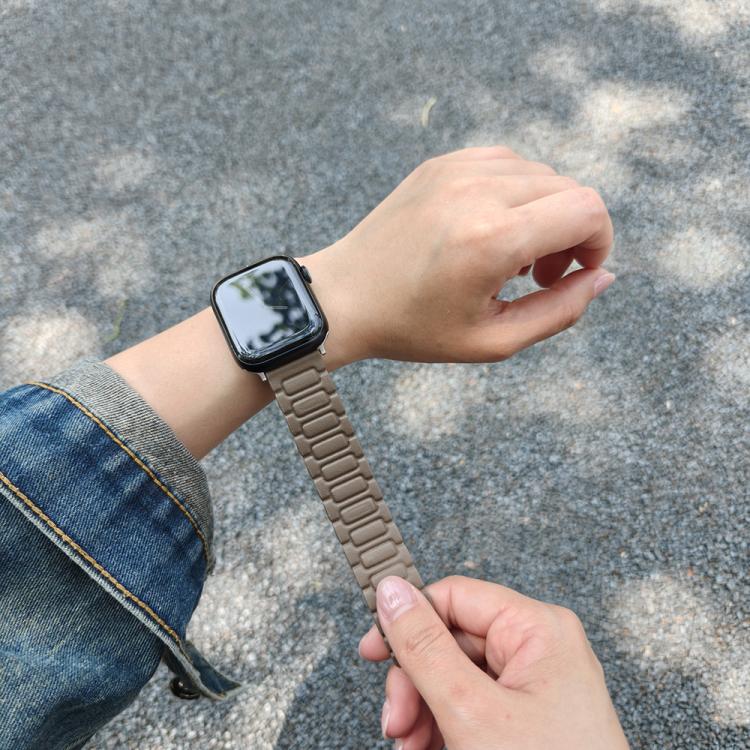 For Apple Watch 42mm / 41mm / 40mm / 38mm I-shaped Three-piece Leather Magnetic Watch Band(Taupe) - Watch Bands by PMC TechLife | Online Shopping South Africa | PMC TechLife | Buy Now Pay Later Mobicred