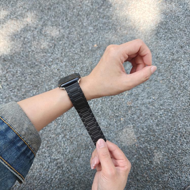 For Apple Watch 42mm / 41mm / 40mm / 38mm I-shaped Three-piece Leather Magnetic Watch Band(Black) - Watch Bands by PMC TechLife | Online Shopping South Africa | PMC TechLife | Buy Now Pay Later Mobicred