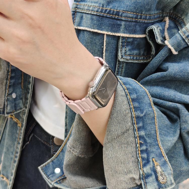 For Apple Watch 42mm / 41mm / 40mm / 38mm I-shaped Three-piece Leather Magnetic Watch Band(Light Pink) - Watch Bands by PMC TechLife | Online Shopping South Africa | PMC TechLife | Buy Now Pay Later Mobicred