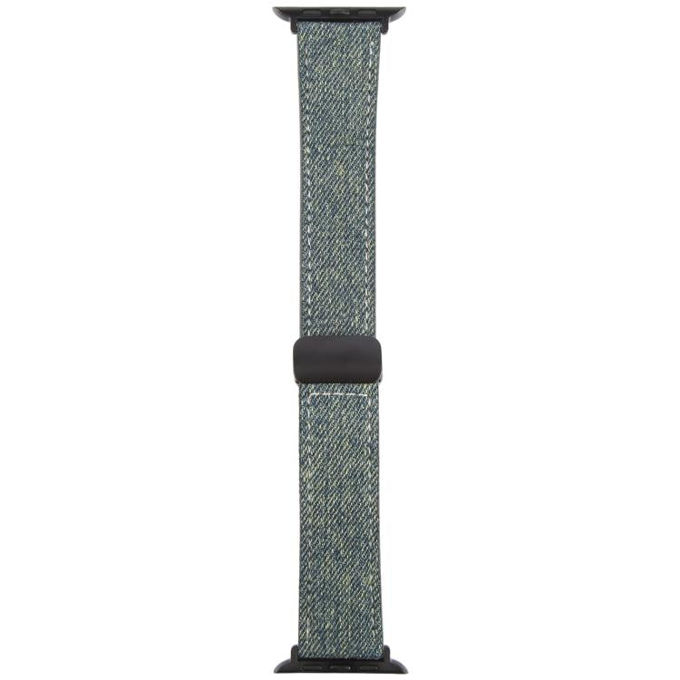 For Apple Watch 46mm / 49mm / 45mm / 44mm Folding Magnetic Buckle Denim Leather Watch Band(Blue Grey) - Watch Bands by PMC TechLife | Online Shopping South Africa | PMC TechLife | Buy Now Pay Later Mobicred