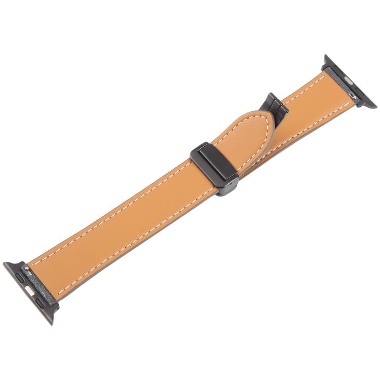 For Apple Watch 46mm / 49mm / 45mm / 44mm Folding Magnetic Buckle Denim Leather Watch Band(Black) - Watch Bands by PMC TechLife | Online Shopping South Africa | PMC TechLife | Buy Now Pay Later Mobicred