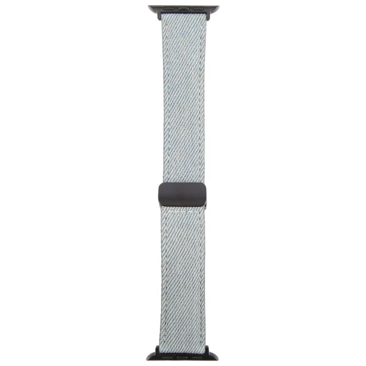 For Apple Watch 42mm / 41mm / 40mm / 38mm Folding Magnetic Buckle Denim Leather Watch Band(Light Blue) - Watch Bands by PMC TechLife | Online Shopping South Africa | PMC TechLife | Buy Now Pay Later Mobicred