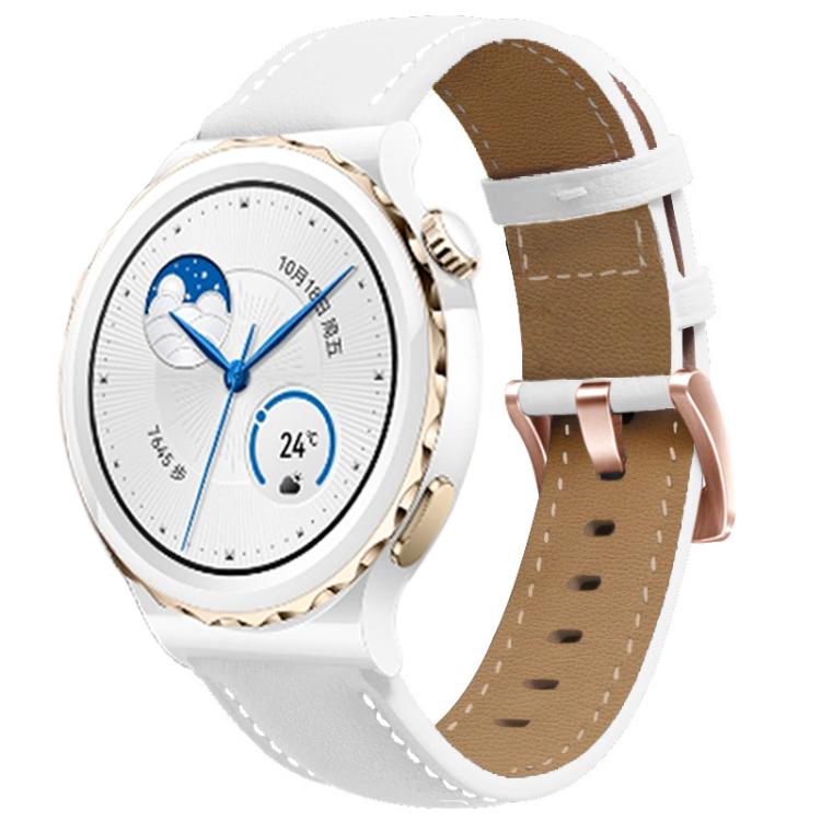 20mm Rose Gold Buckle Leather Watch Band(White) - free shipping - PMC TechLife - Order now!