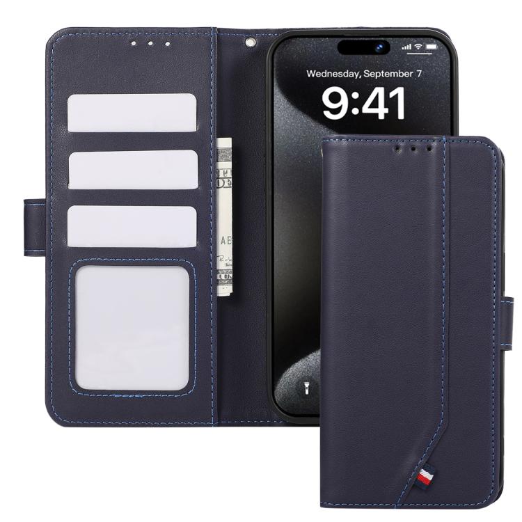 For iPhone 17 Air ABEEL Delicate Texture Splicing RFID Leather Phone Case(Blue) - free shipping - PMc TechLife - Order now!