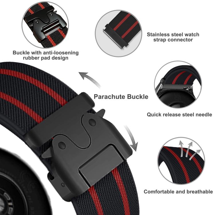22mm Parachute Buckle Stripe Nylon Elastic Braided Watch Band(Black Starlight) - free shipping - PMc TechLife - Order now!