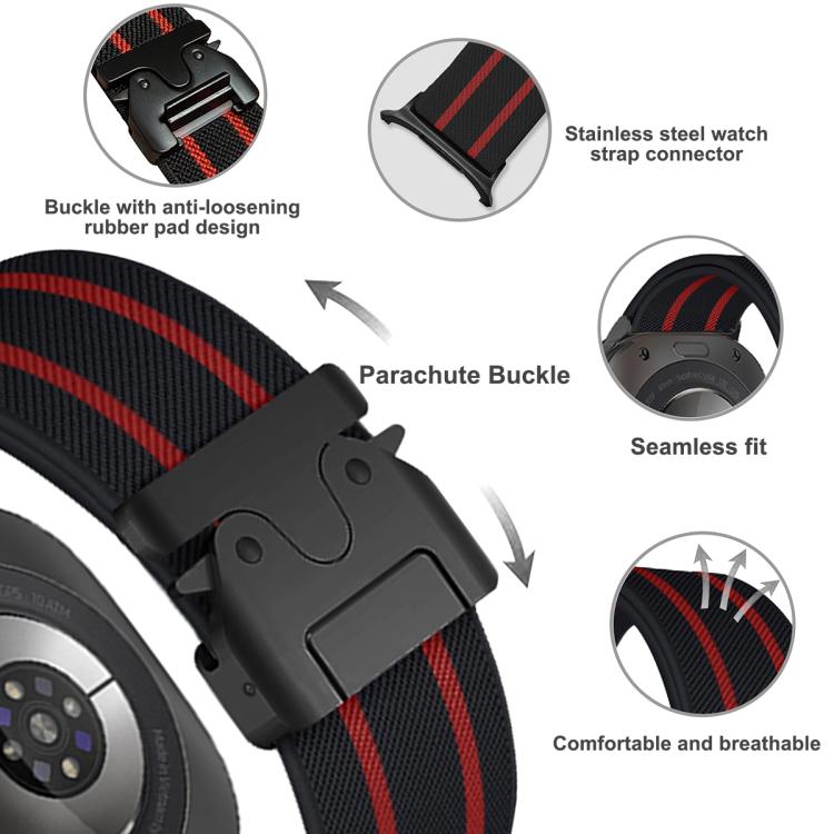 For Samsung Galaxy Watch Ultra 47mm Parachute Buckle Stripe Nylon Elastic Braided Watch Band(Black Starlight) - free shipping - PMc TechLife - Order now!