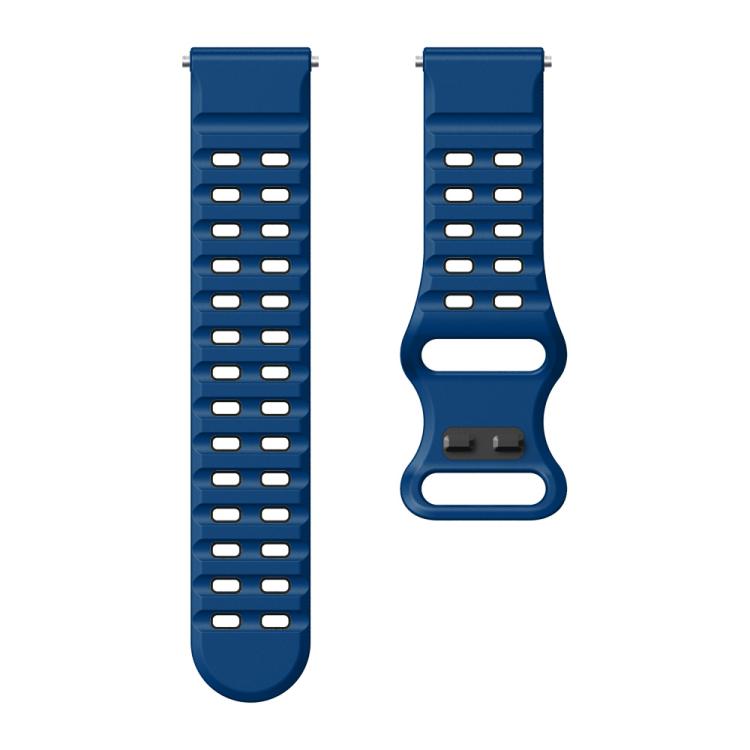 22mm Double-row Hole Studded Buckle Silicone Watch Band(Royal Blue Black) - free shipping - PMc TechLife - Order now!