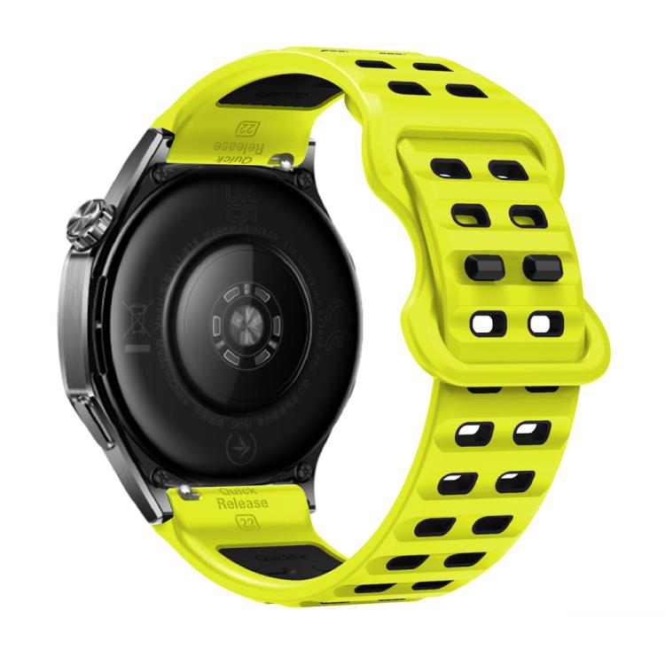 22mm Double-row Hole Studded Buckle Silicone Watch Band(Lime Black) - free shipping - PMc TechLife - Order now!