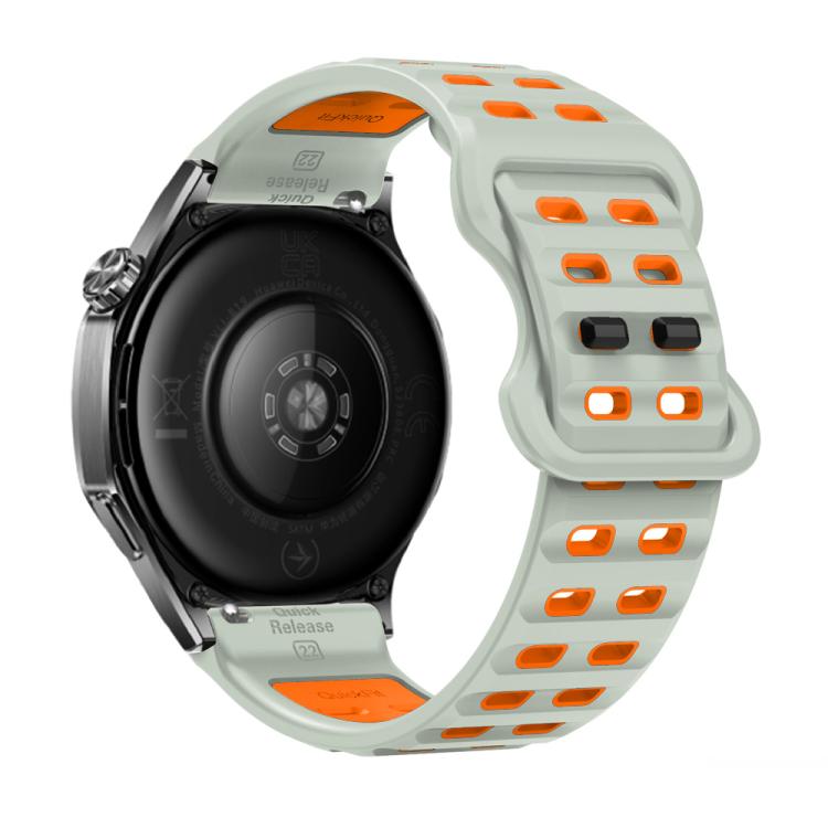 22mm Double-row Hole Studded Buckle Silicone Watch Band(Fog Grey Orange) - free shipping - PMc TechLife - Order now!