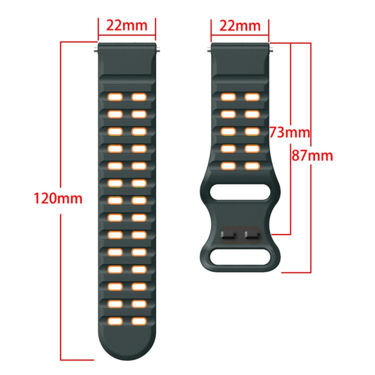 22mm Double-row Hole Studded Buckle Silicone Watch Band(White Blue) - 22mm Bands by PMc TechLife | Online Shopping South Africa | PMc TechLife | Buy Now Pay Later Mobicred