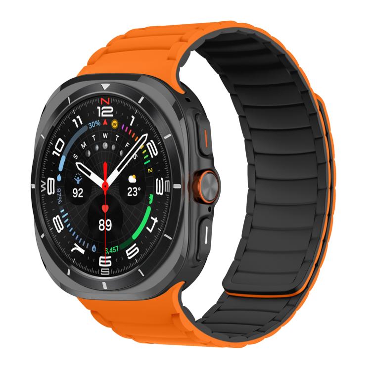For Samsung Galaxy Watch Ultra 47mm Silicone Sport Magnetic Watch Band(Orange+Black) - Watch Bands by PMc TechLife | Online Shopping South Africa | PMc TechLife | Buy Now Pay Later Mobicred