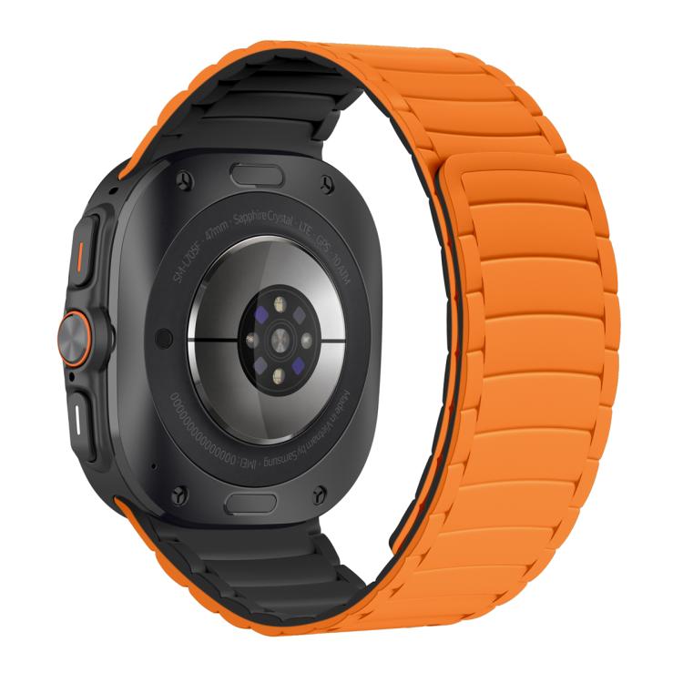 For Samsung Galaxy Watch Ultra 47mm Silicone Sport Magnetic Watch Band(Orange+Black) - Watch Bands by PMc TechLife | Online Shopping South Africa | PMc TechLife | Buy Now Pay Later Mobicred