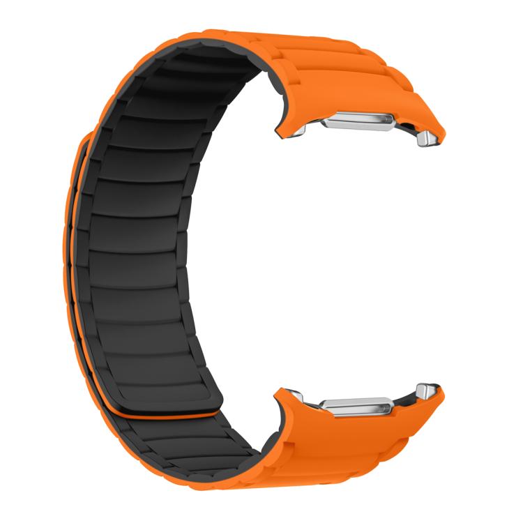For Samsung Galaxy Watch Ultra 47mm Silicone Sport Magnetic Watch Band(Orange+Black) - Watch Bands by PMc TechLife | Online Shopping South Africa | PMc TechLife | Buy Now Pay Later Mobicred