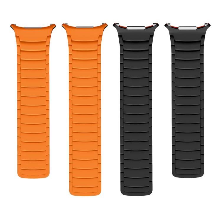 For Samsung Galaxy Watch Ultra 47mm Silicone Sport Magnetic Watch Band(Orange+Black) - Watch Bands by PMc TechLife | Online Shopping South Africa | PMc TechLife | Buy Now Pay Later Mobicred