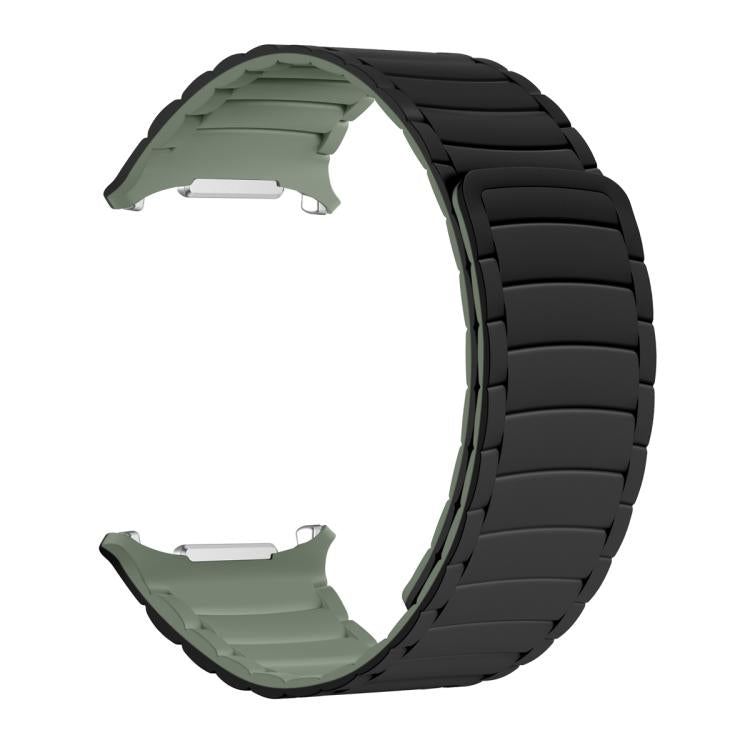 For Samsung Galaxy Watch Ultra 47mm Silicone Sport Magnetic Watch Band(Black+Light Green) - free shipping - PMc TechLife - Order now!